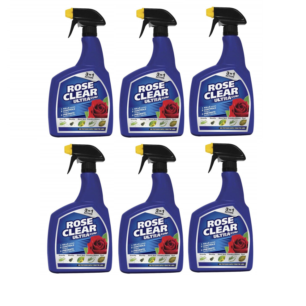 (6 x Bottles) Rose Clear Ultra Gun 3 In 1 fugus Control -1 Litre