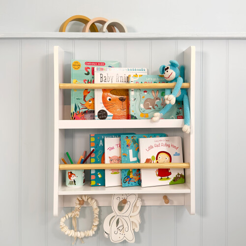 Noa and Nani Elene Display 2 Tier Shelf Bookcase Wall Mounted & Coathook