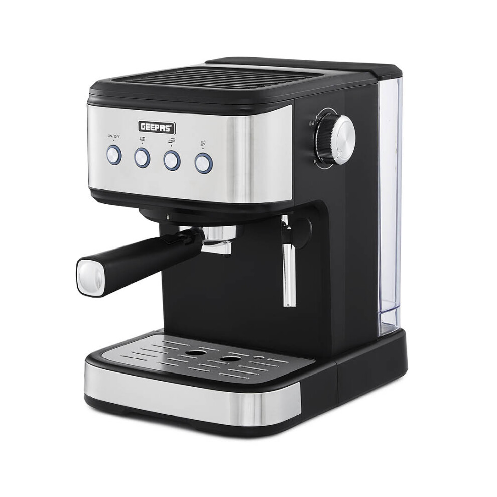 Geepas Espresso &Cappuccino Coffee Machine with Milk Frother 1.5L Tank