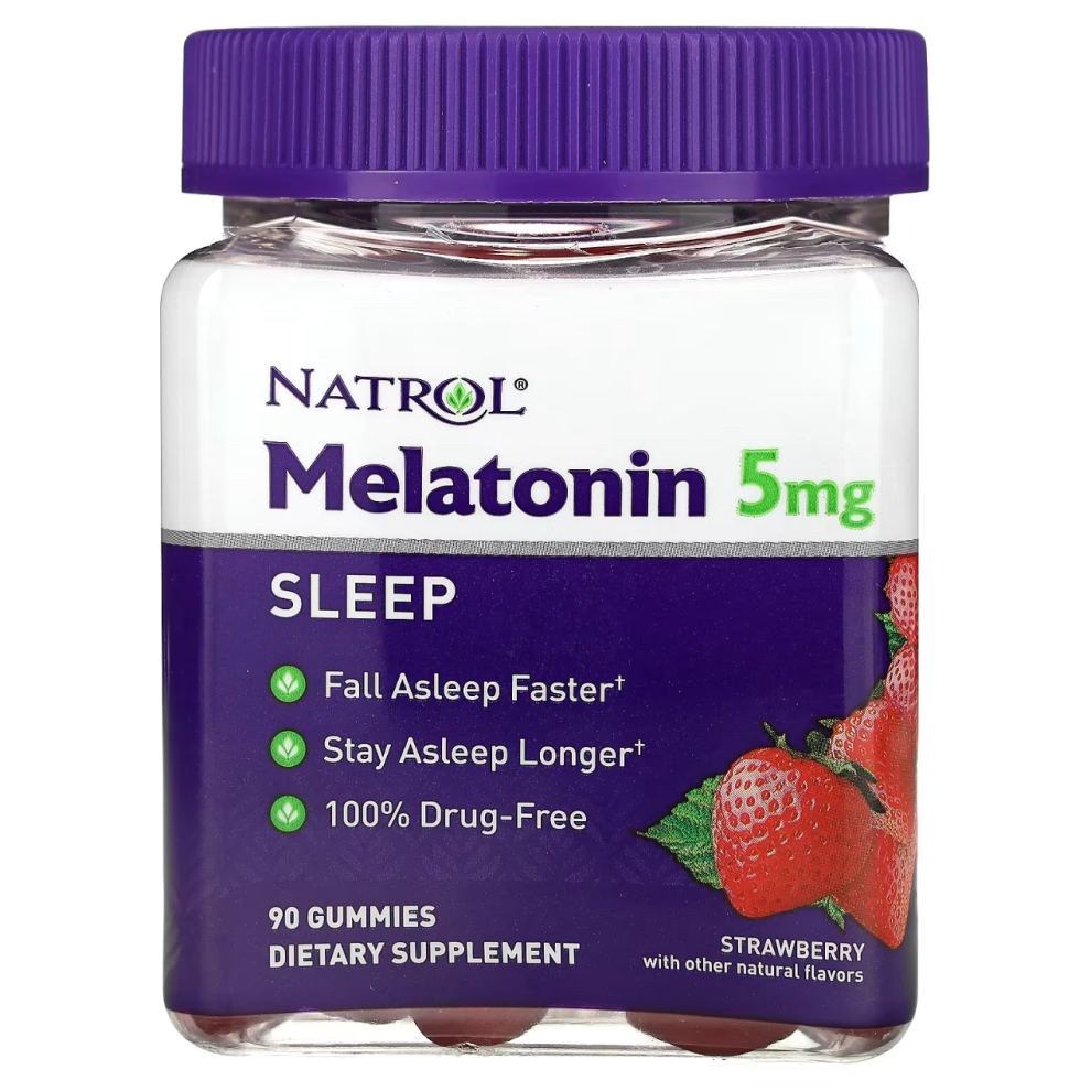 Natrol, Melatonin, Sleep, Strawberry, 5 mg, 90 Gummies