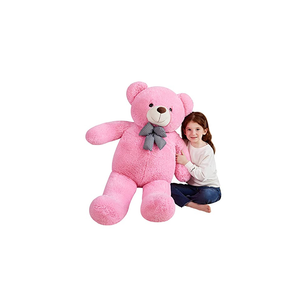 EARTHSOUND Giant Teddy Bear Stuffed Animal,Large Plush Toy Big Soft Toys,Huge Life Size Jumbo Cute Fat Animals,Gifts for Kids (120cm, Pink)