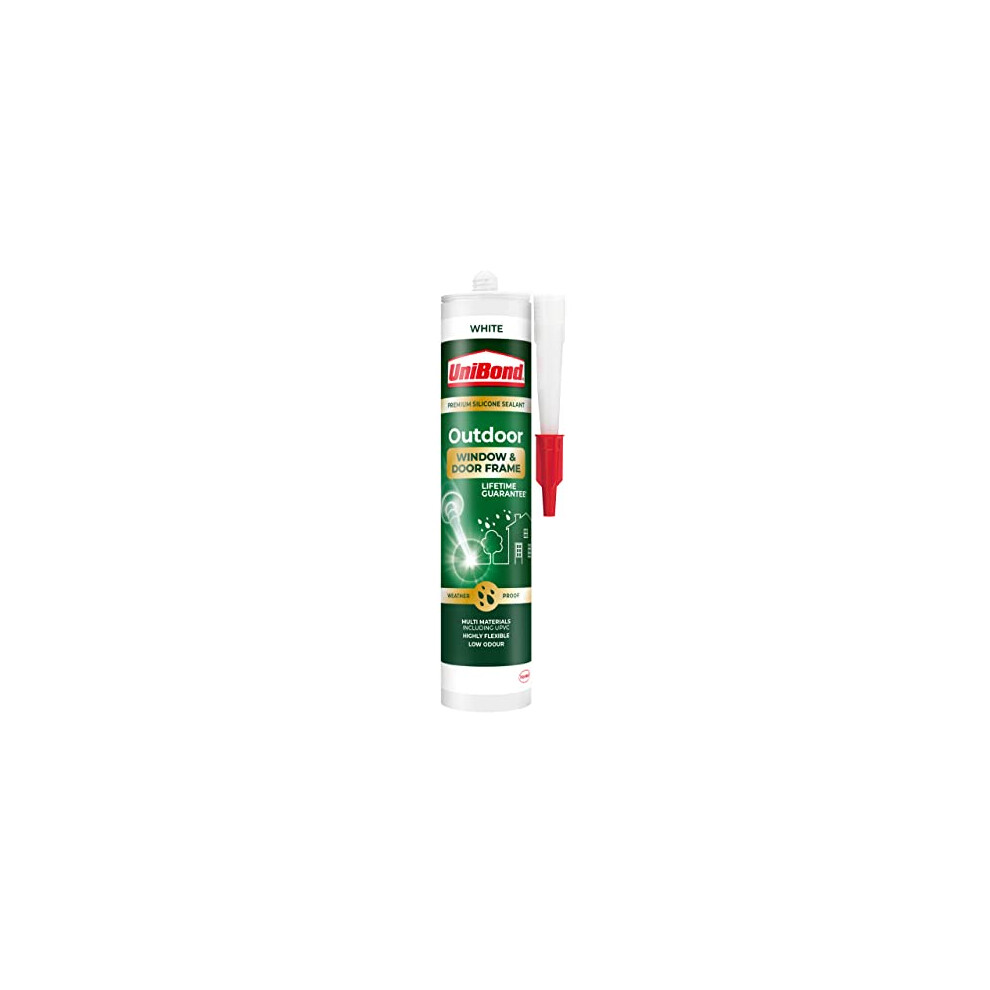 Unibond 2078170 Outdoor Window And Door Frame Sealant, Outdoor Sealant, Durable Weatherproof Door And Window Sealant, Cartridge White