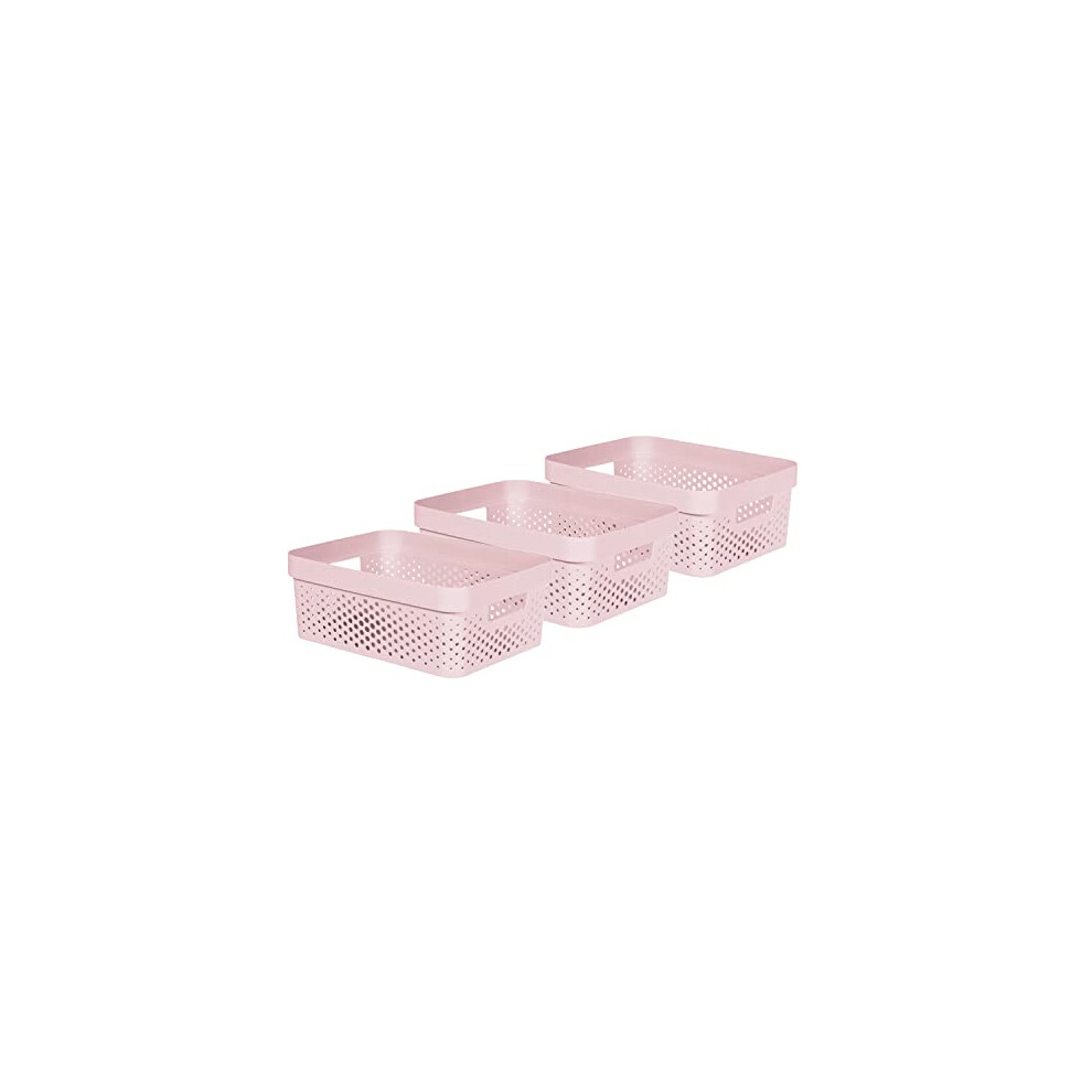 Curver Infinity Dots x3 Medium Rectangular Storage Basket 11L - Pink