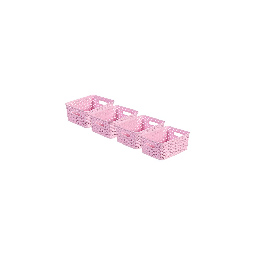 Curver My Style x4 Small Rectangular Storage Basket 4L - Pink