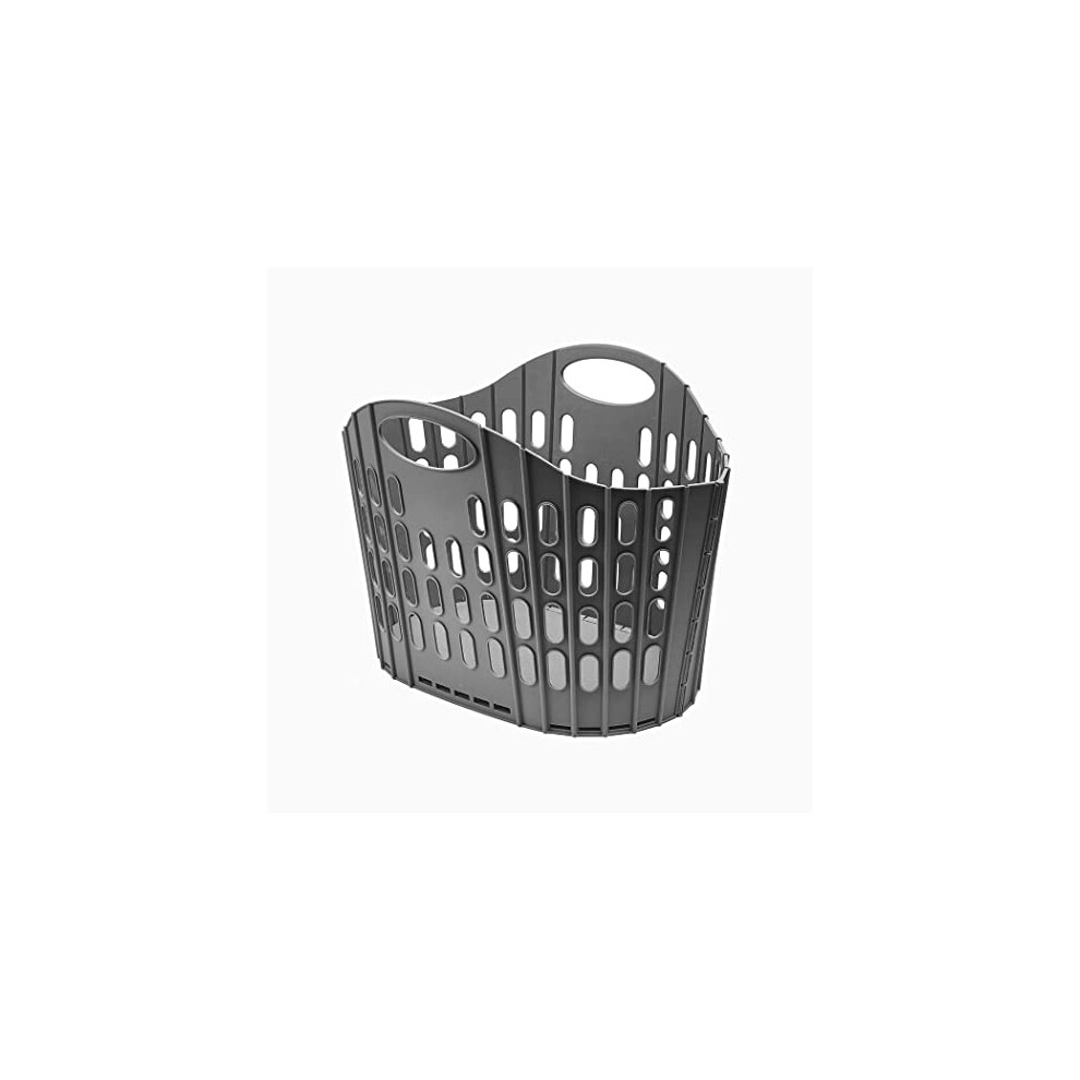 Addis Flat Easy Store Laundry Basket Hamper, Dark Grey, 38 Litre 518150