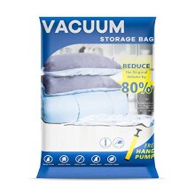 UOUNE Vacuum Storage Bags 6 Jumbo Bags - Reusable Saving Space Compressed Vaccum Storage Bags with Pump for Clothes, Duvets, Beddings, Sweaters,