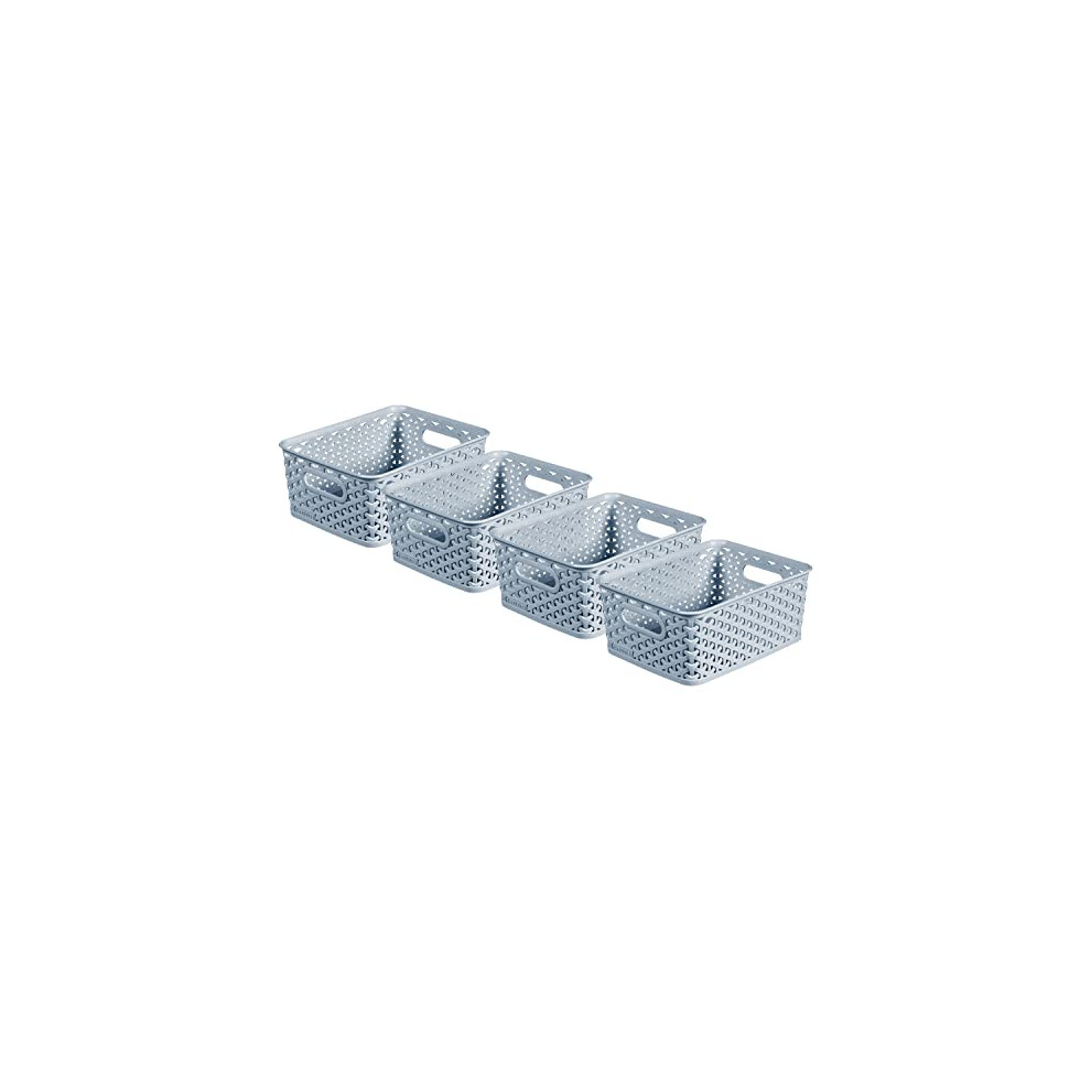 Curver My Style Small Rectangular Storage Basket 4L - Blue (Pack of 4)