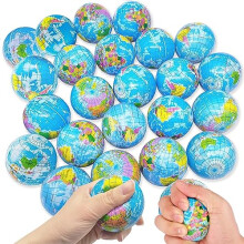 Globe Stress Ball, 12 Pcs Stress Ball for Kids adults Mini foam Globe ball Stress Relief Toys for Boy Girls Gift (Globe Ball)
