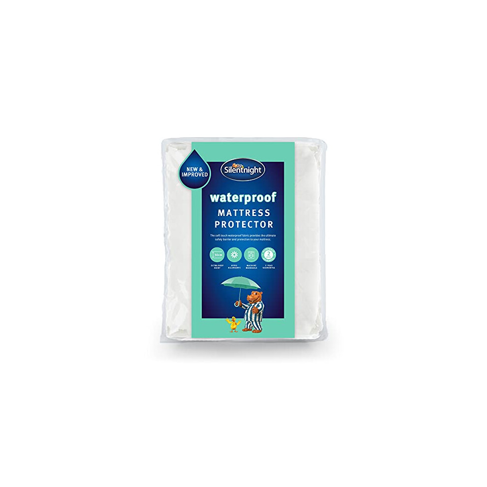 Silentnight Waterproof Mattress Protector ? Deep 30cm Fitted Skirt and Soft Touch Quiet Rustle Free Cover ? Machine Washable and Hypoallergenic ?