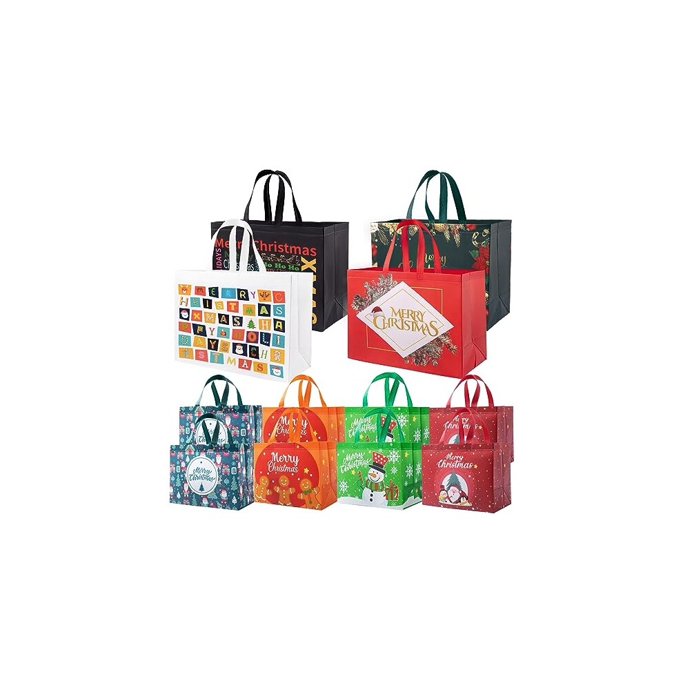 Large Christmas Gift Bags 12PCS Christmas Bags for Presents 4 Extra Large 17",8 Large 13" Xmas Gift Bags Multipack Christmas Party Bags Reusable