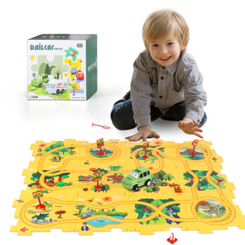 64 PCS Puzzle Track Car Set For Boys Kids 3-5, Toddler Boys Toys For 3