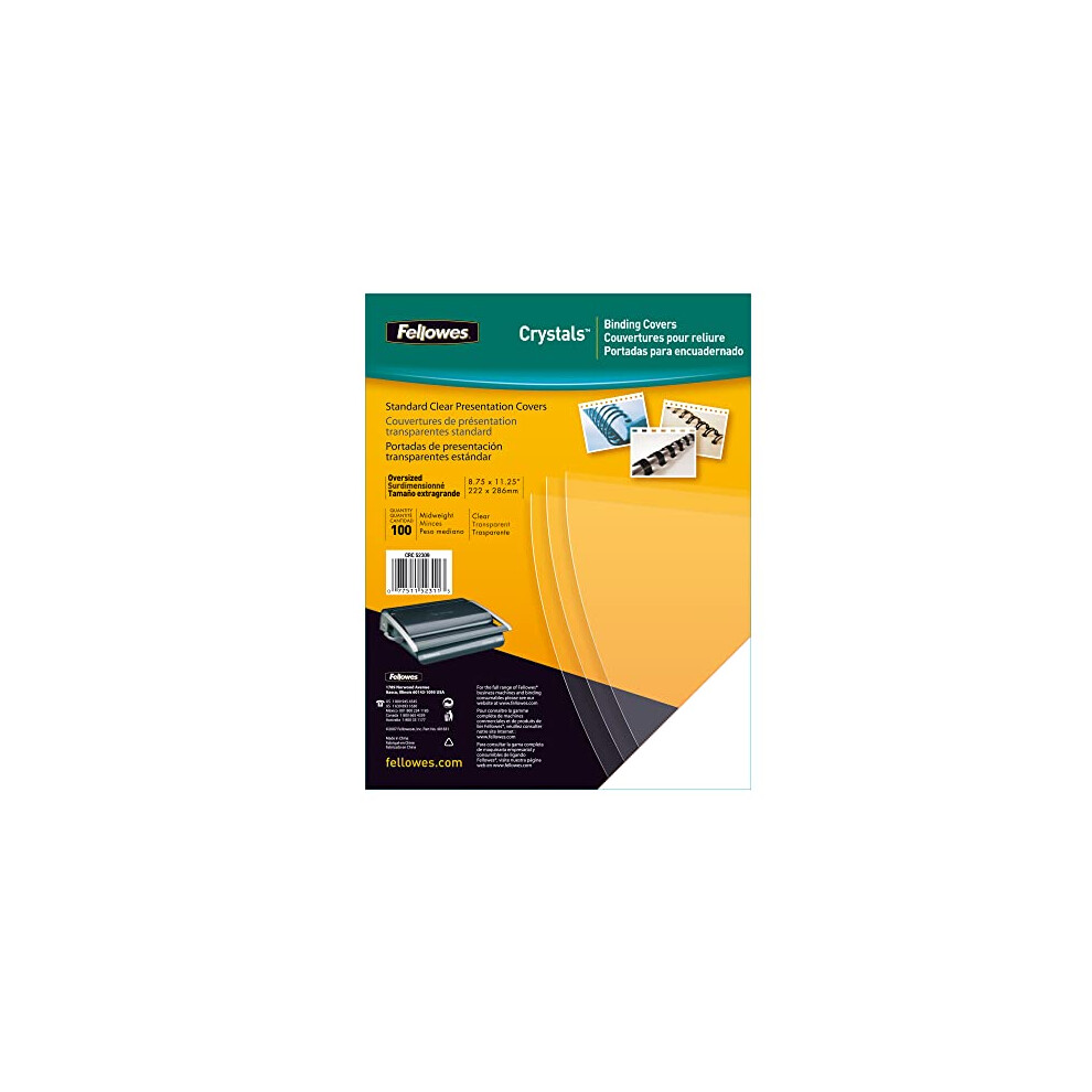 Fellowes A4 Binding Cover - 180 Microns PVC Binding Covers - Pack of 100 Binding Covers - Transparent