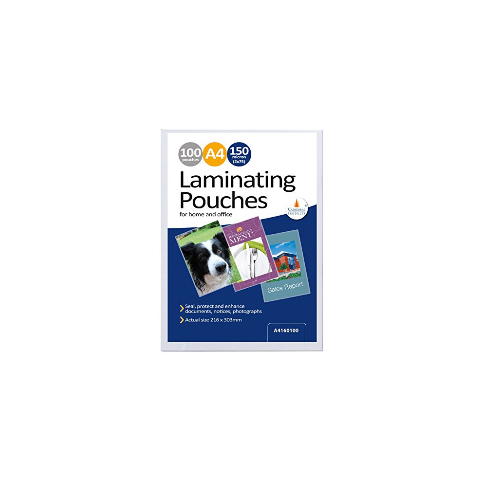 Cathedral Products Pack of 100 A4 Gloss Laminating Pouches 150 Micron