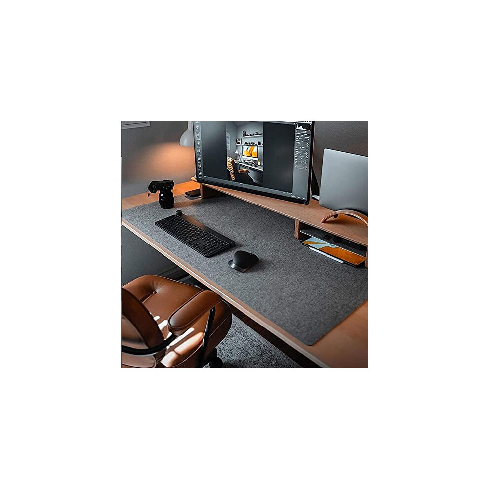 DawnTrees Desk Mat | Felt Desk Pad Protector | Office Felt Desk Mat | Keyboard Pad | Extra Large Mouse Pad? (Dark Grey, 100X40CM)