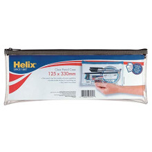 Helix Large Clear Pencil Case - 125mm x 330mm (Pack of 12 in Assorted Colours)