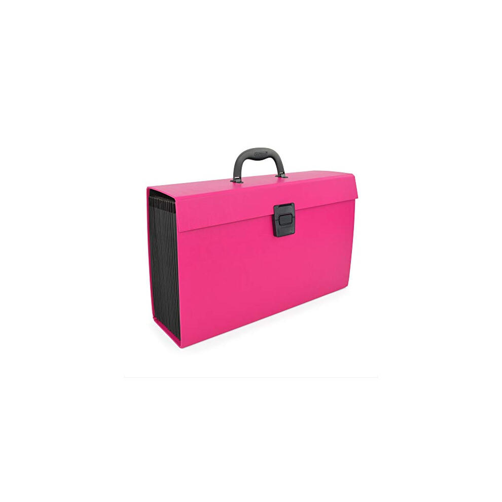 Rapesco 1554 Expanding Box File Document Organiser 19 Pocket, A4+, Hot Pink