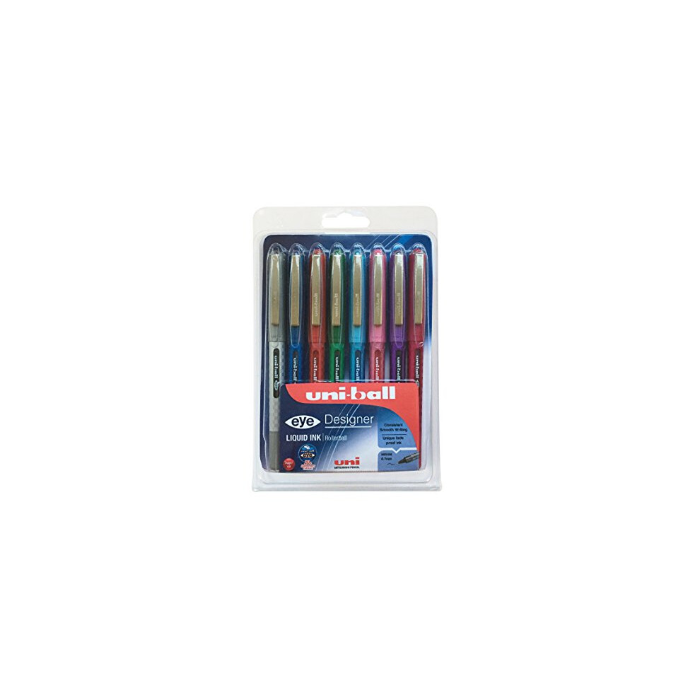 uni-ball Eye Designer UB-157D Liquid Ink Rollerball Pens - Pack of 8