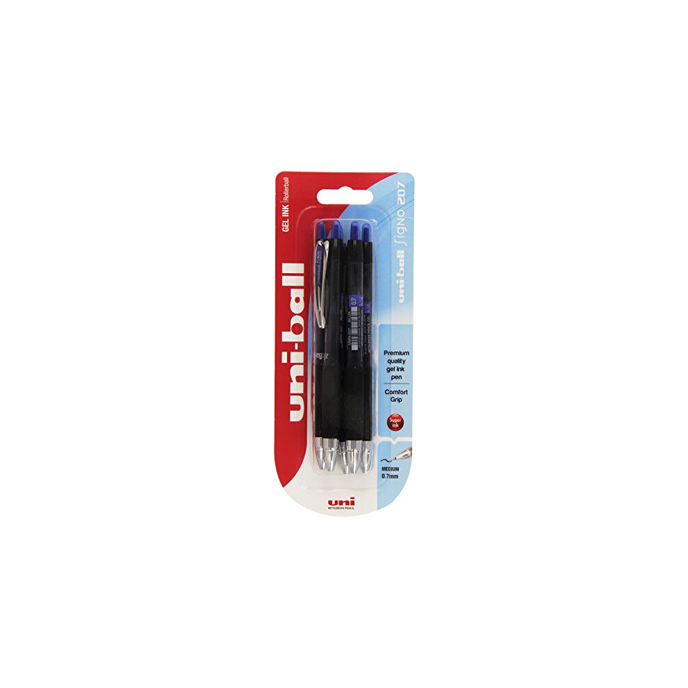 uni-ball Signo Gel UMN-207 Retractable Rollerball Pens - Blue, Pack of 5