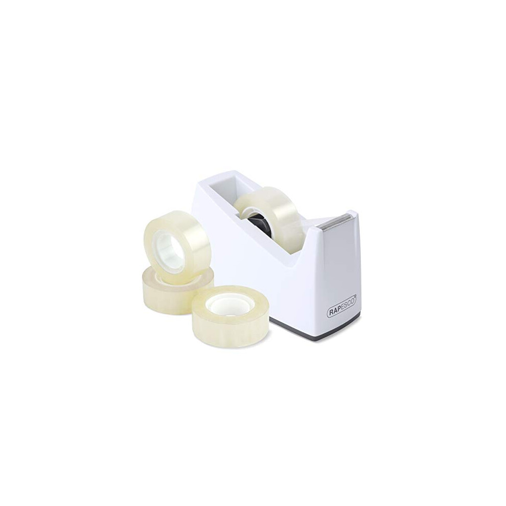 Rapesco 1620 300 Tape Dispenser & 4 Tape Rolls, White