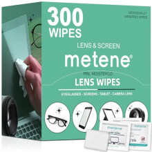 Metene Lens Cleaning Wipes, 300 Pre-Moistened and Individually Wrapped Eyeglass Wipes, Glasses Cleaner -Great for Eyeglasses, Camera Lens, Tablets,