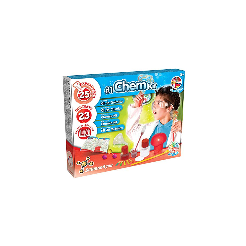 Science4you - My First Chemistry Set, Age 8+ - Science Lab with 25 Experiments for Kids: Explosive Experiments, Molecular Model Kit - Educational Toys