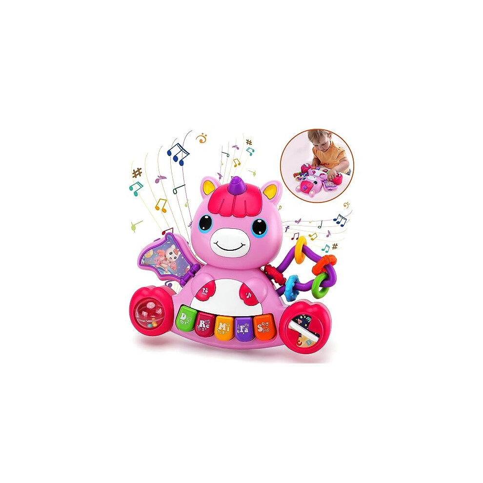 Baby Toys 6 Months Plus, Musical Unicorn Baby Piano Toys 6 12 18 Months Interactive Early Learning Toys for 1 Year Old Girls Christmas Birthday Gifts