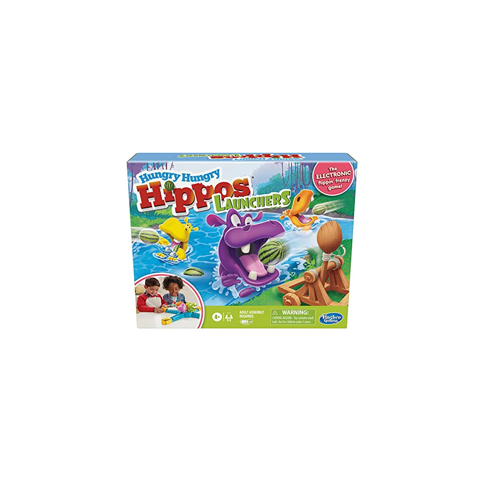 Hasbro Gaming Hungry Hungry Hippos Launchers Game for Kids Ages 4 and Up, Electronic Pre-School Game for 2-4 Players