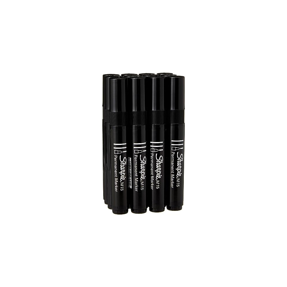 Sharpie M15 Permanent Markers | Bullet Tip | Black | 12 Count