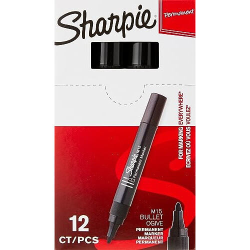 Sharpie Sharpie M15 Permanent Markers | Bullet Tip | Black | 12 Count 2