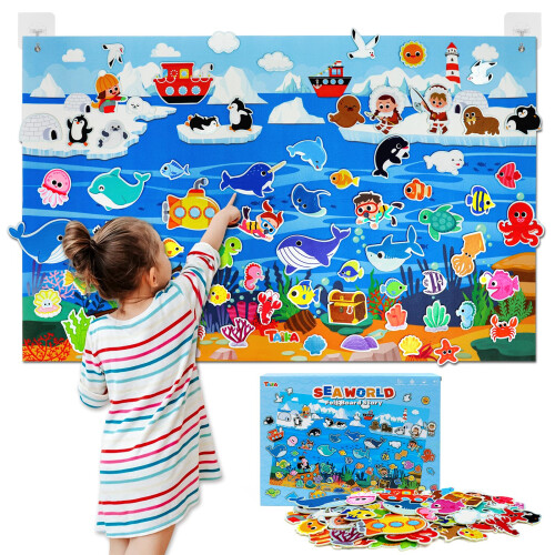 Taika 70 Pcs Ocean Creatures Felt Story Board Set, 43x28 inch Flannel ...