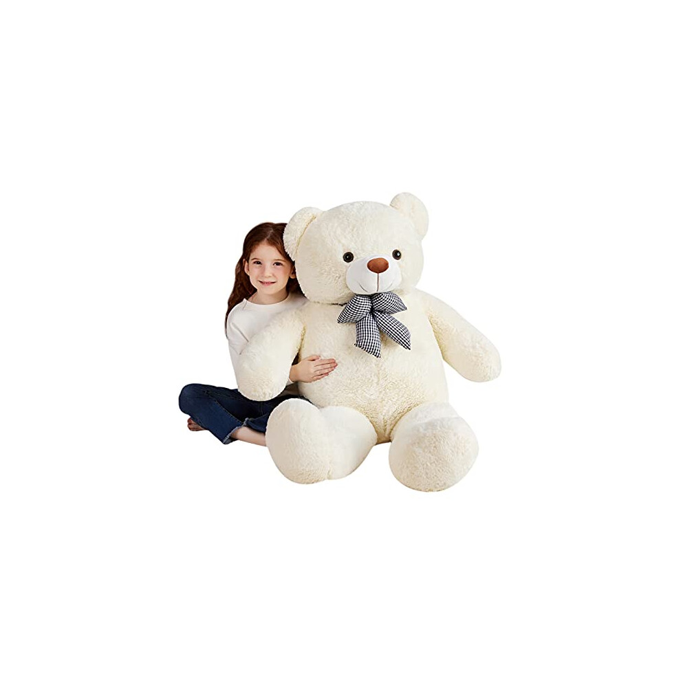 EARTHSOUND Giant Teddy Bear Stuffed Animal,Large Plush Toy Big Soft Toys,Huge Life Size Jumbo Cute Fat Bears Animals, Gifts for Kids (120cm, White)