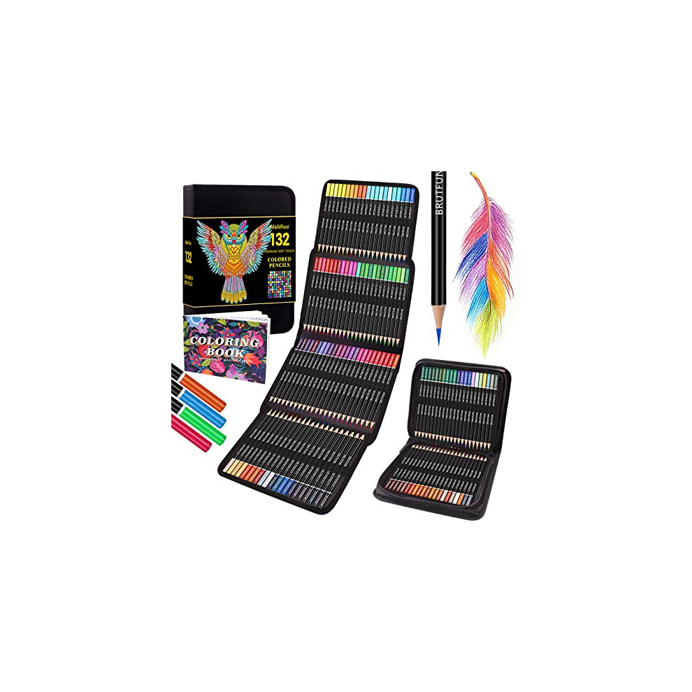 Melifluo 132 Colouring Pencils Set with Black Portable Zipper Bag. Professional Coloured Pencils Perfect for Adult and Artists Sketching, Shading and