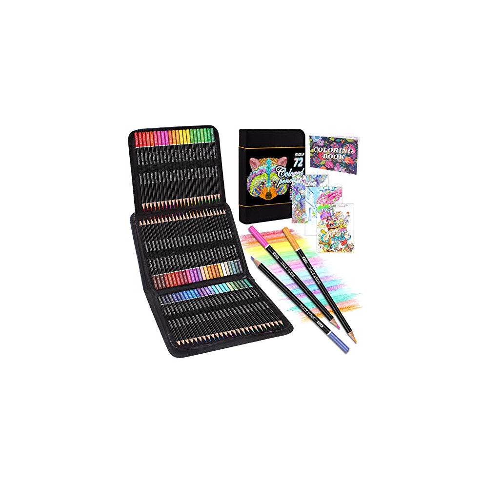 Melifluo 72 Colouring Pencils Set with Black Portable Zipper Bag. Professional Coloured Pencils Perfect for Adult and Artists Sketching, Shading and