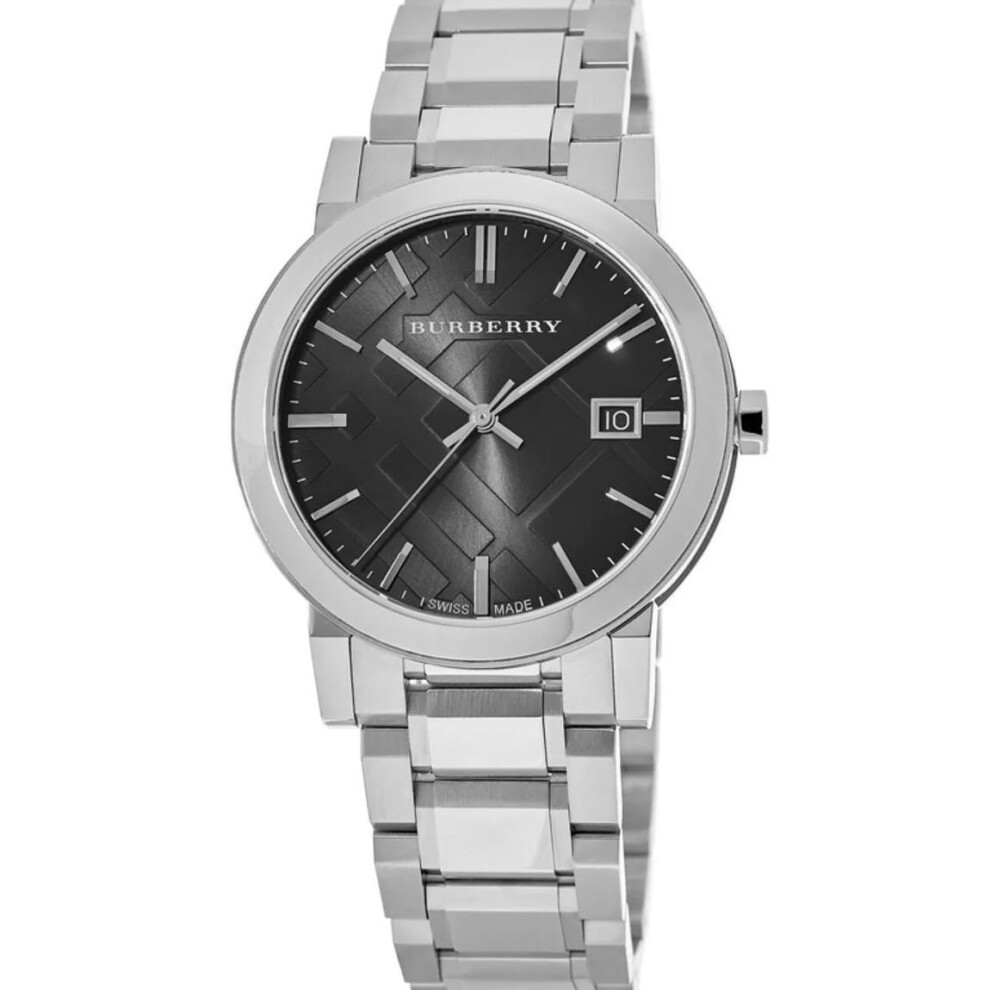 Burberry BU9001 Montre unisexe en acier inoxydable avec cadran noir
