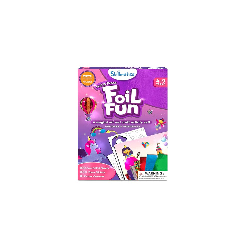 Skillmatics Art & Craft Activity - Foil Fun Unicorns & Princesses, No Mess Art For Kids, Craft Kits & Supplies, Diy Creative Activity, Gifts For Girls