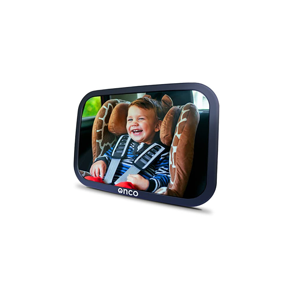 Onco Baby Rear View Car Mirror for Your Backseat, 100% Shatterproof, Essentials for Newborn - Drive Safe and Monitor Your Child - Winner of