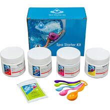 BLUE SPARKLE Chemical Starter Kit for Hot tub Spa Swimming Pool Water Cleaning Treatment Set for Mspa (Includes Chlorine, pH Minus, pH Plus, Foam