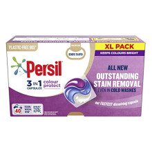 Persil 3 in 1 Colour Protect Laundry Washing Capsules keeps colours bright with recyclable, plastic-free box* 40 Washes