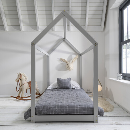Noa and Nani Kara Single 4 Poster Bed Frame in Silk Grey 2