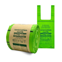Generation earth | 120 6L Bags - Tie Handle - Food Waste Bags - Recycling Bags - Food Bags, Biodegradable Bin Bags, Compostable Caddy Liners, Extra