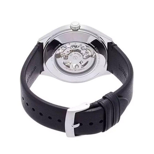 Armani Emporio Armani AR60003 Αυτόματο ανδρικό ρολόι με σκελετό από μαύρο δέρμα 2