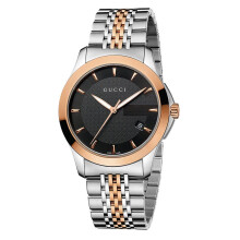 Gucci YA126410 Men's G-Timeless 38mm Black Face Two-Tone Watch