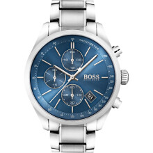 Montre Homme Hugo Boss 1513478 Grand Prix - Cadran bleu, boîtier et bracelet acier inoxydable argenté, chronographe
