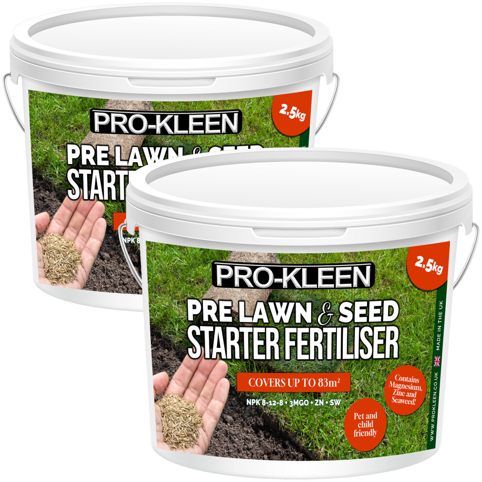 (2) Pre-Lawn Seed Starter & Lawn Fertiliser 2.5kg