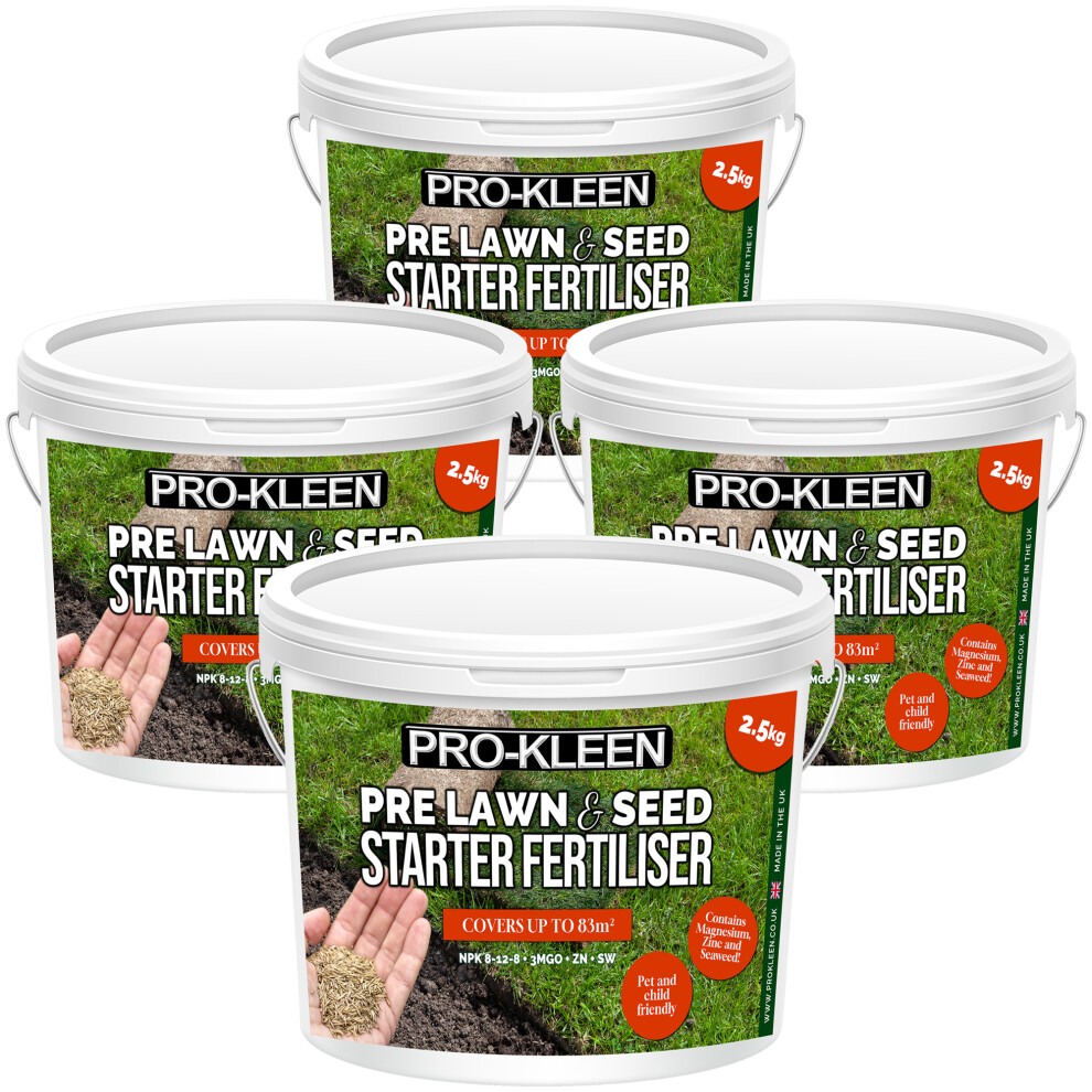 (4) Pre-Lawn Seed Starter & Lawn Fertiliser 2.5kg