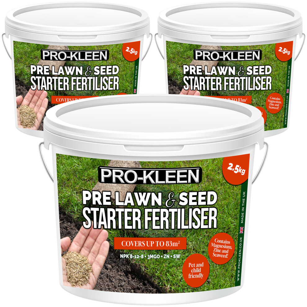 (3) Pre-Lawn Seed Starter & Lawn Fertiliser 2.5kg