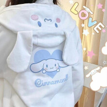 (Plush and thicken2, L) Kawaii Cute Sanrio Kuromi Mymelody Cinnamoroll Hoodie Zipper Loose Coat Thickening Tide Ins Girl Christmas Gift For Girlfriend