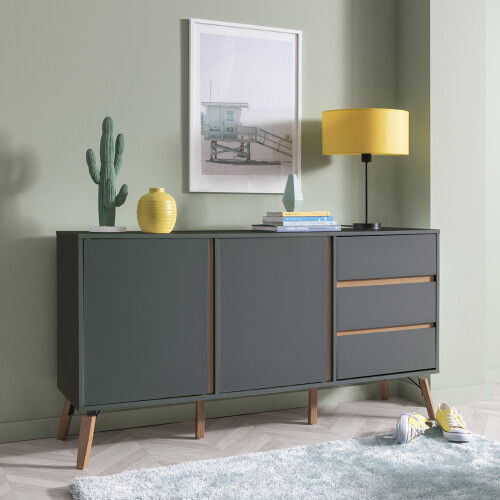 Noa and Nani Otto Sideboard Large 2 Door with Drawer in Grey