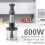 Stabmixer | 800 W | Geschwindigkeitsstufen: Variable Geschwindigkeitsregelung | Zerkleinerer | Aluminium / Schwarz 2