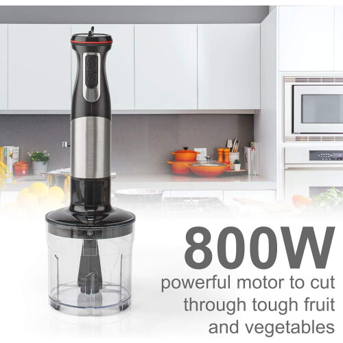 Nedis 800W 3-in-1 Hand Blender Food Processor Chopper Mixer Bowl Egg Whisk & Beaker 1
